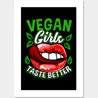 Vegan Girls Taste Better - Cute Animal Lover Gift Posters and Art